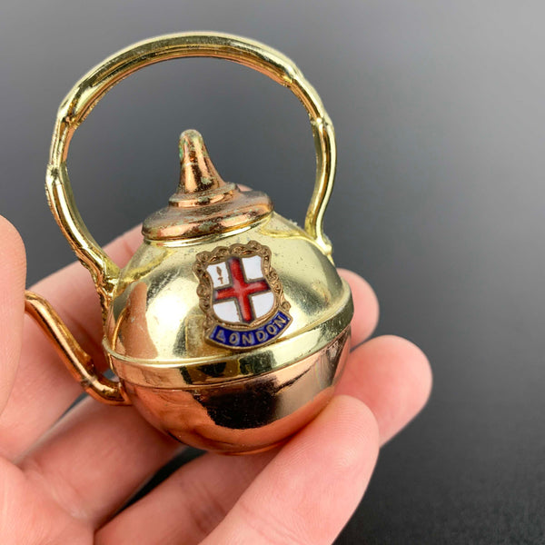 Miniature London souvenir brass teapot