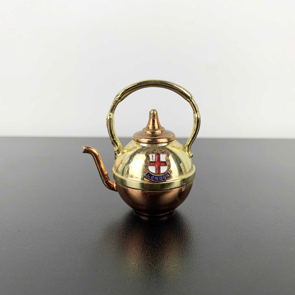 Miniature London souvenir brass teapot