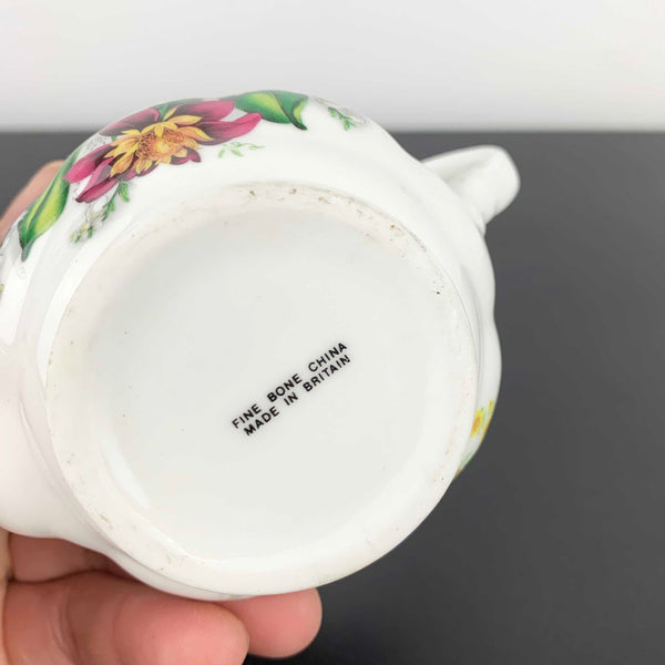 Miniature English fine bone china floral teapot