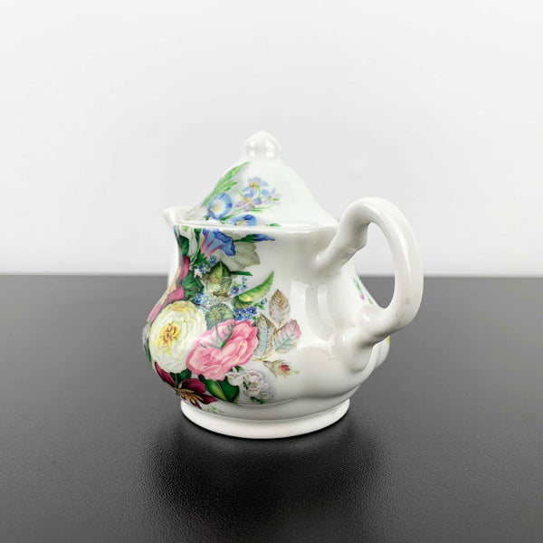 Miniature English fine bone china floral teapot