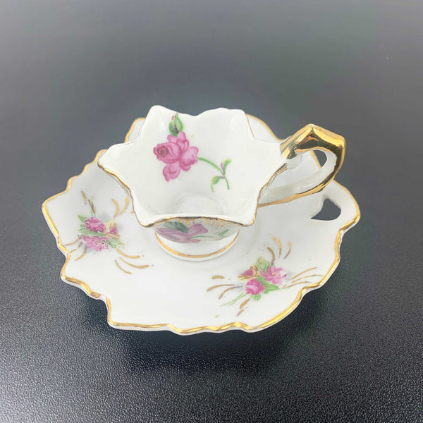 Rose tea cup and saucer collectible miniature