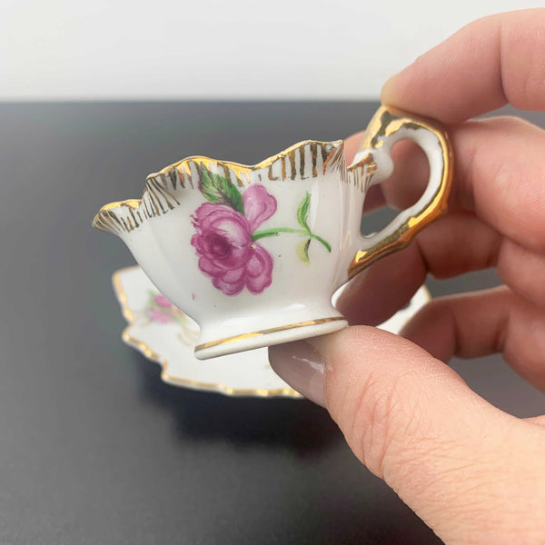 Rose tea cup and saucer collectible miniature