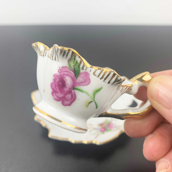 Rose tea cup and saucer collectible miniature