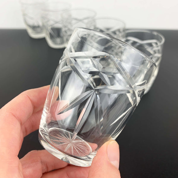 Small cut crystal aperitif and dessert wine glasses - Set of 6