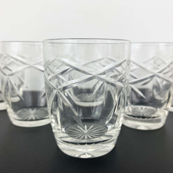 Small cut crystal aperitif and dessert wine glasses - Set of 6