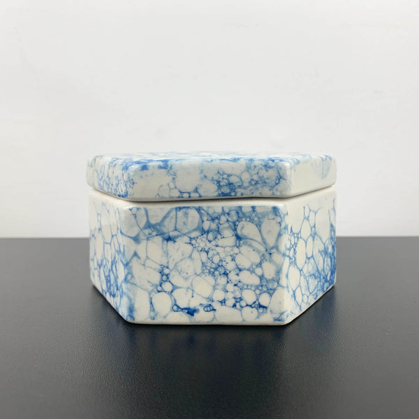 Have You Met Miss Jones (Jones and Co) blue marble ceramic hexagon trinket box