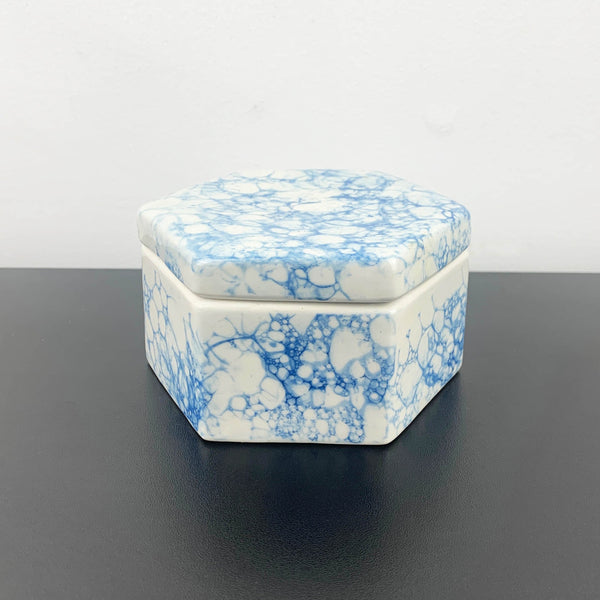 Have You Met Miss Jones (Jones and Co) blue marble ceramic hexagon trinket box