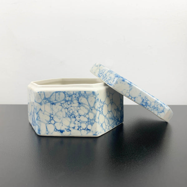 Have You Met Miss Jones (Jones and Co) blue marble ceramic hexagon trinket box