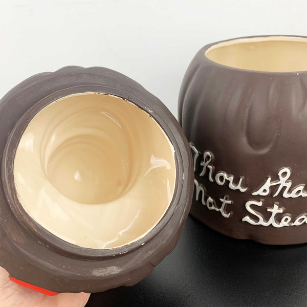 Mid century monk ceramic biscuit barrel/cookie jar