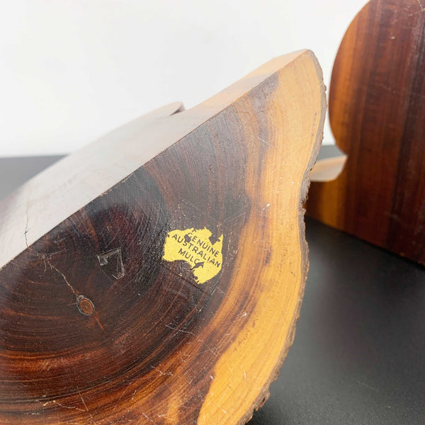 Australian Mulga wood bookends - St Margaret's Berwick Grammar logo