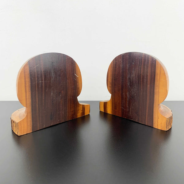 Australian Mulga wood bookends - St Margaret's Berwick Grammar logo
