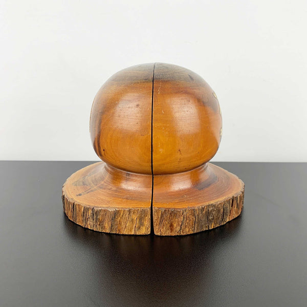 Australian Mulga wood bookends - St Margaret's Berwick Grammar logo
