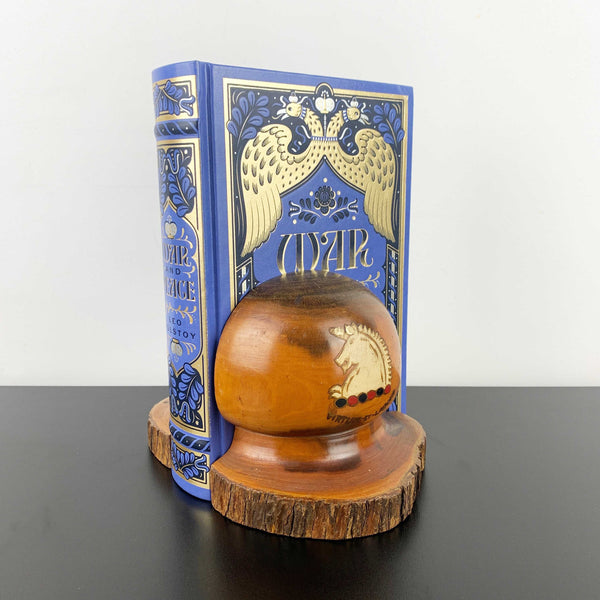 Australian Mulga wood bookends - St Margaret's Berwick Grammar logo