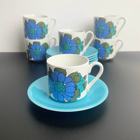 Myott 'Camilla' rare demitasse cup and saucer set