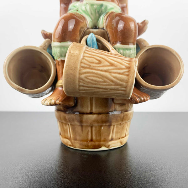 Mid century African Zulu style collectible decanter with shot cups
