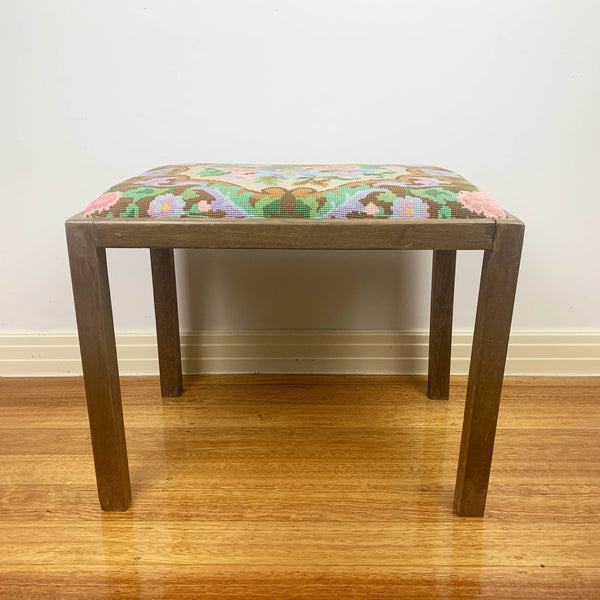 Vintage needlepoint vanity stool