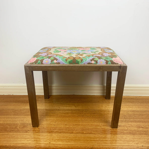 Vintage needlepoint vanity stool