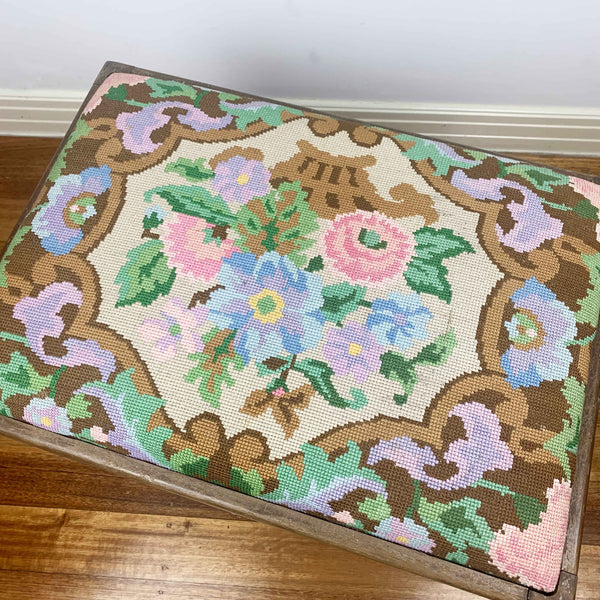 Vintage needlepoint vanity stool