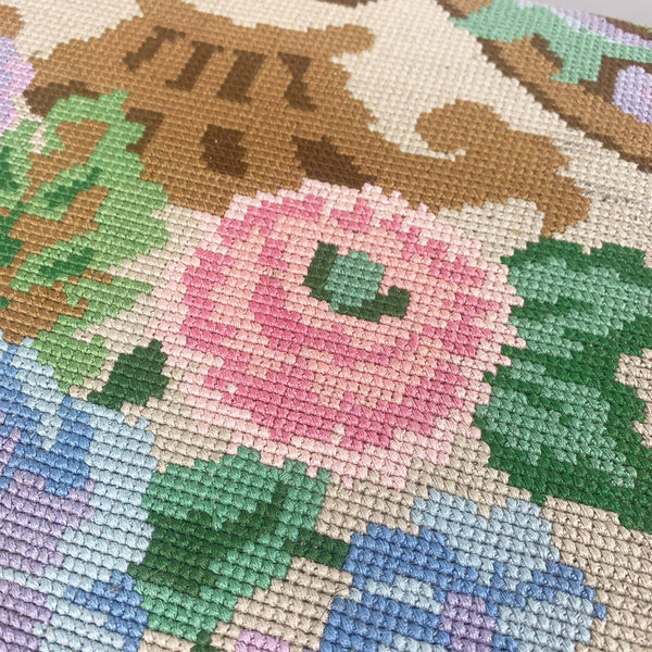 Vintage needlepoint vanity stool