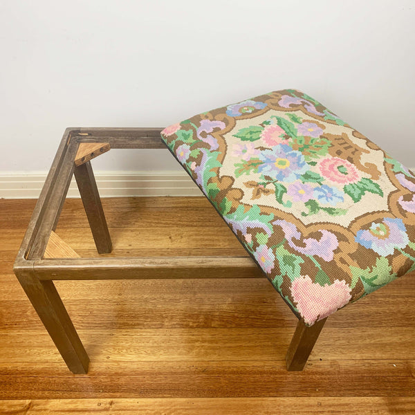 Vintage needlepoint vanity stool