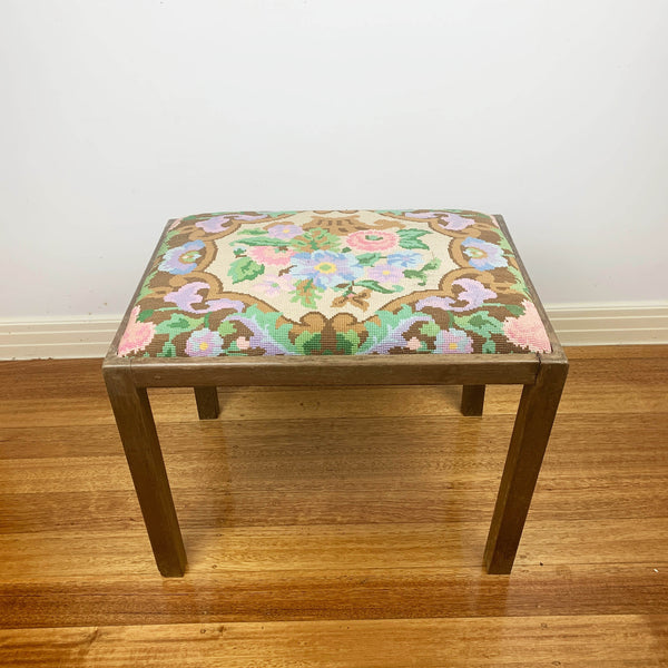 Vintage needlepoint vanity stool