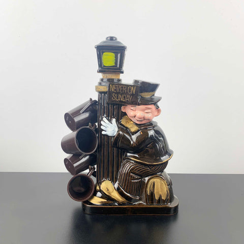 Drunk Man on Lamp Post 'Never on Sunday' Decanter Set