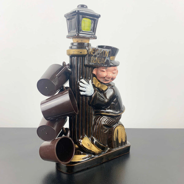 Drunk Man on Lamp Post 'Never on Sunday' Decanter Set