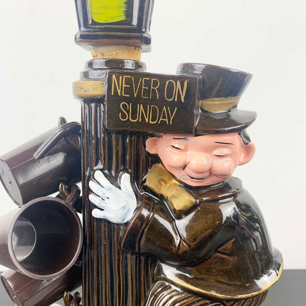 Drunk Man on Lamp Post 'Never on Sunday' Decanter Set