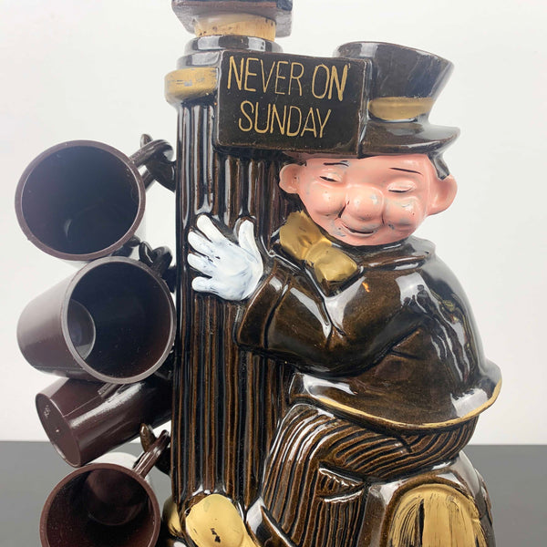Drunk Man on Lamp Post 'Never on Sunday' Decanter Set