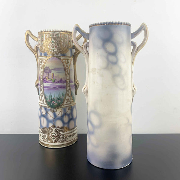 Hand painted antique Nippon art nouveau twin vases c.1910