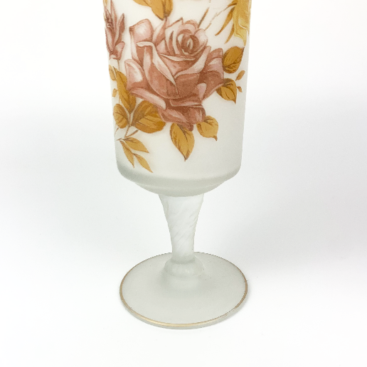 Frosted satin white stemmed vase base