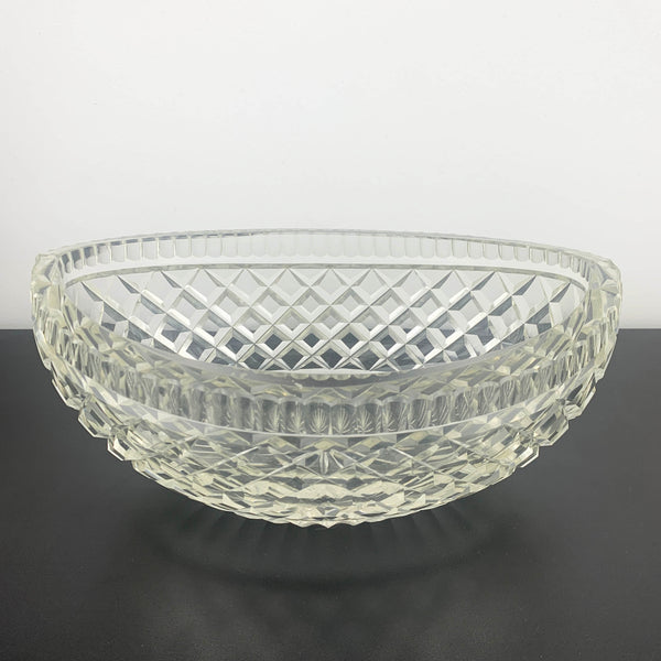 Crystal Oval Boat Shape Bowl with Thumbprint Detail