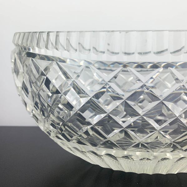 Crystal Oval Boat Shape Bowl with Thumbprint Detail