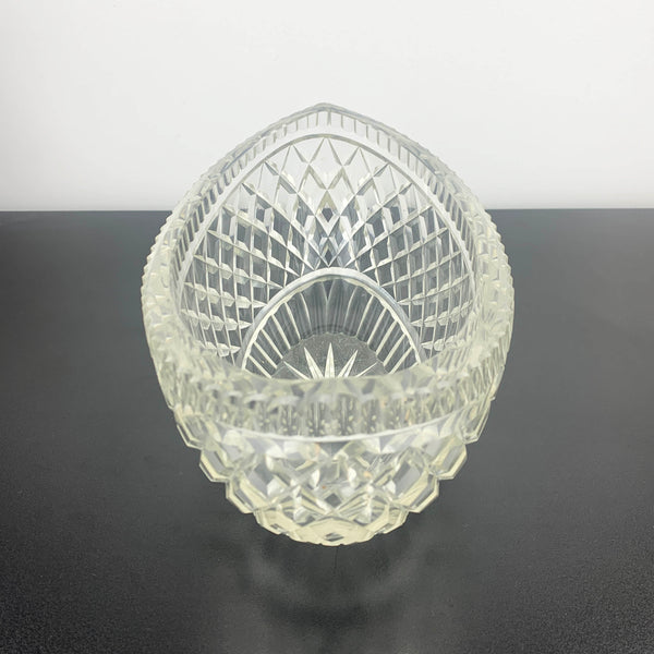 Crystal Oval Boat Shape Bowl with Thumbprint Detail