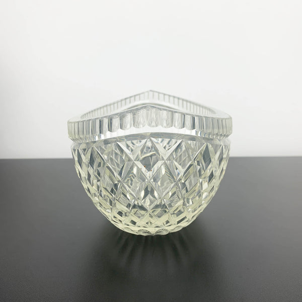 Crystal Oval Boat Shape Bowl with Thumbprint Detail