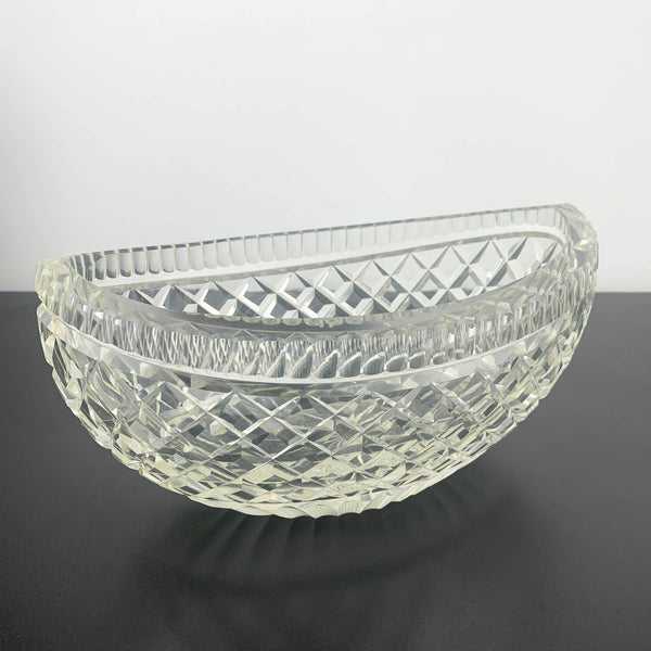 Crystal Oval Boat Shape Bowl with Thumbprint Detail