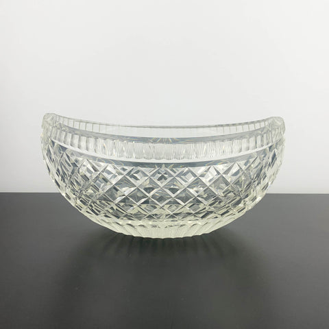 Crystal Oval Boat Shape Bowl with Thumbprint Detail