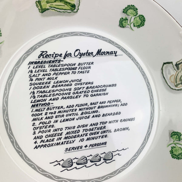 Oyster Mornay 1970's recipe baking dish