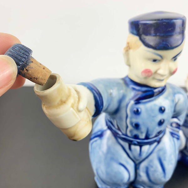 Mid century ceramic Dutch figural decanters - Set of 2