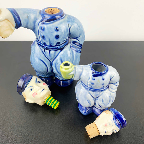 Mid century ceramic Dutch figural decanters - Set of 2