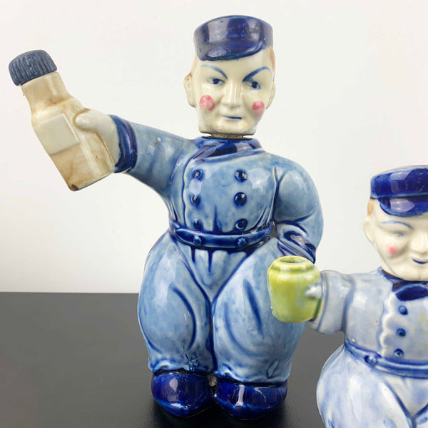 Mid century ceramic Dutch figural decanters - Set of 2