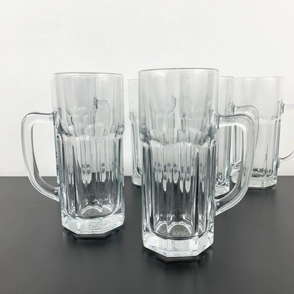 Pasabahce glass beer mug with handle - Set of 6