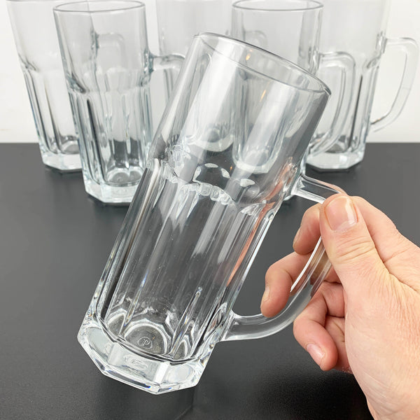 Pasabahce glass beer mug with handle - Set of 6