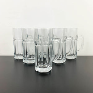 Pasabahce glass beer mug with handle - Set of 6