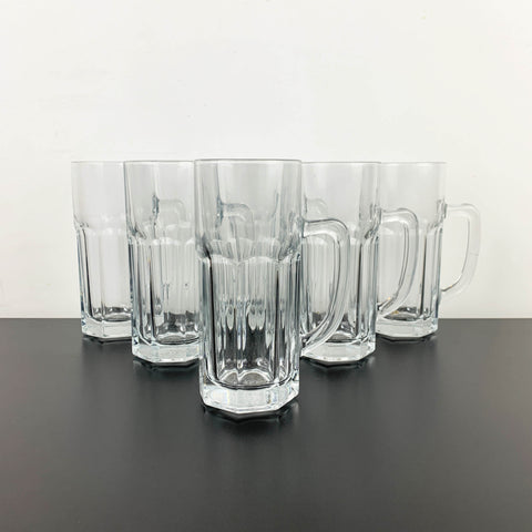 Pasabahce glass beer mug with handle - Set of 6