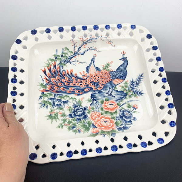 Peacock ceramic dessert serving set - 7 piece in original box
