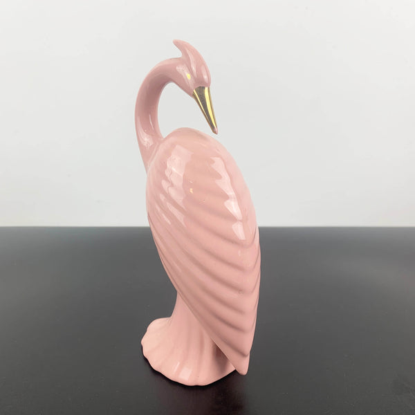 Art deco style pink heron figurine