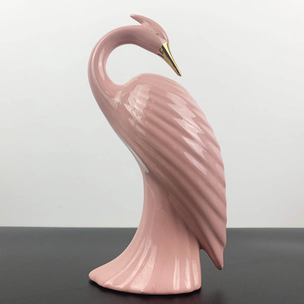 Art deco style pink heron figurine