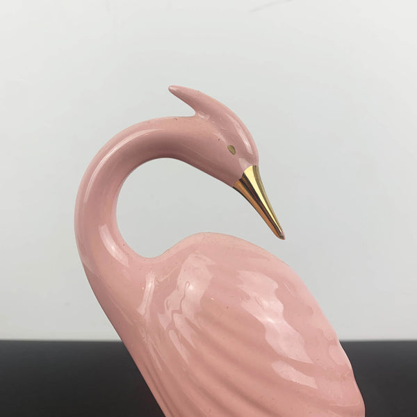 Art deco style pink heron figurine