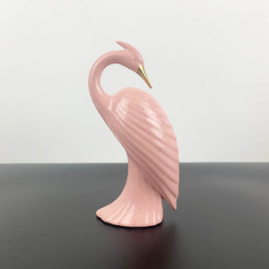 Art deco style pink heron figurine